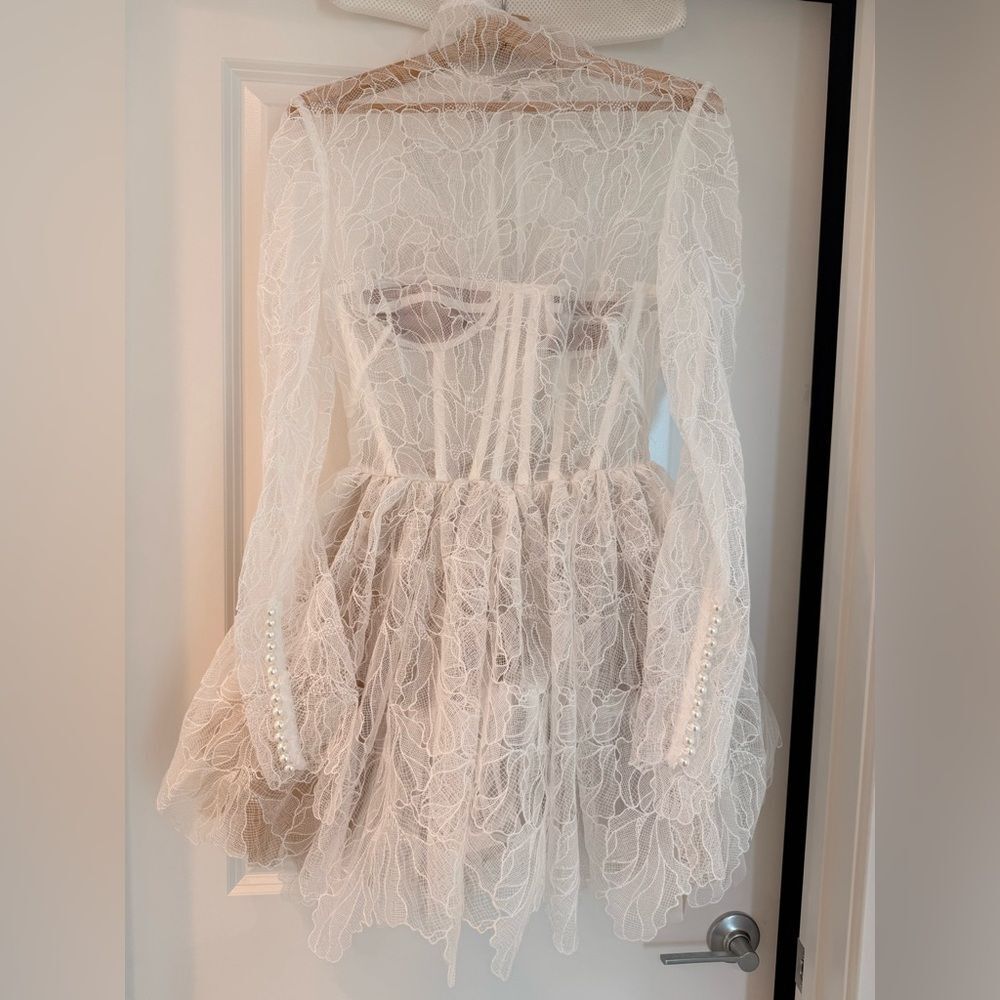 NWOT Bronx and Banc Maraya Arabella White Lace Mini Dress, wedding bridal dress - Picture 6 of 14